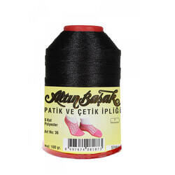 ALTINBAŞAK,100 GR PATİK VE ÇETİK İPLİĞİ SİYAH,POLYESTER İPLİKLER - 1