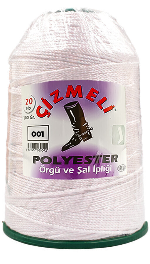 ÇİZMELİ,100 GR 20 NO 0001 BEYAZ,POLYESTER İPLİKLER 