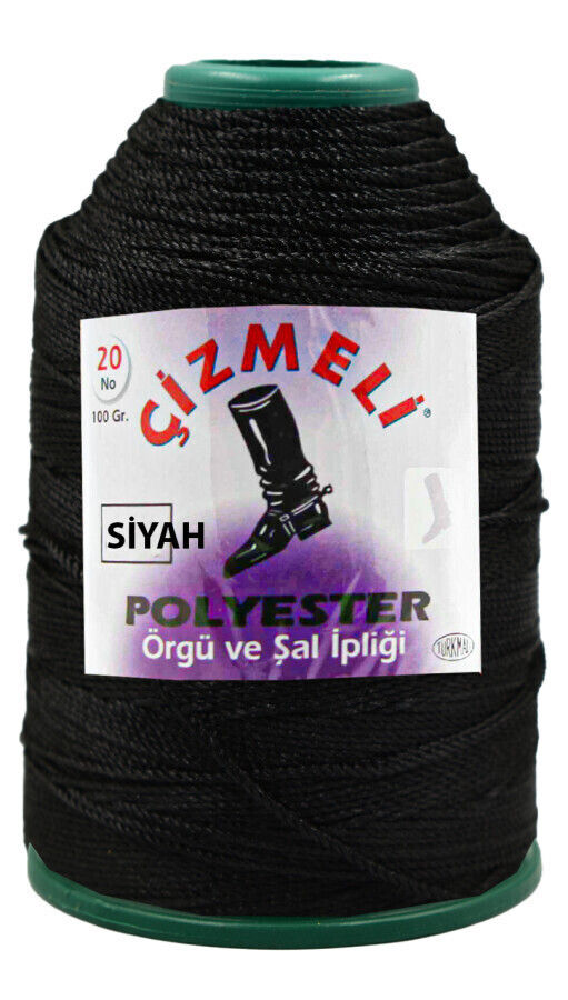 ÇİZMELİ,100 GR 20 NO 0001 SİYAH,POLYESTER İPLİKLER 