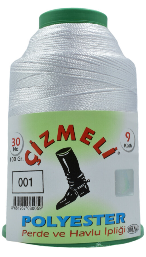 ÇİZMELİ,100 GR 30 NO 0001 BEYAZ,POLYESTER İPLİKLER 