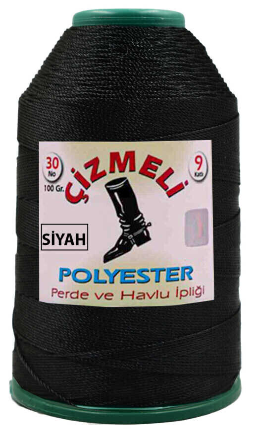 ÇİZMELİ,100 GR 30 NO 0001 SİYAH,POLYESTER İPLİKLER 