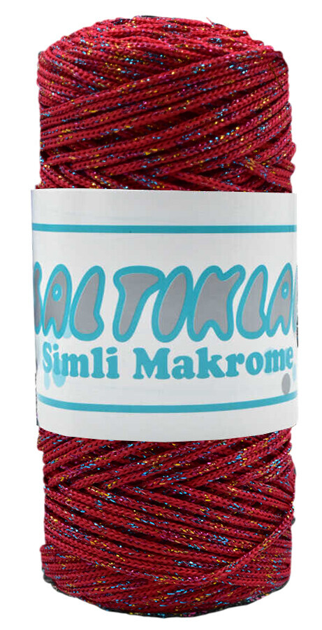 SALTIKLAR,SİMLİ POLYESTER MAKROME MS 0100 KIRMIZI,EL ÖRGÜ İPLİKLERİ 