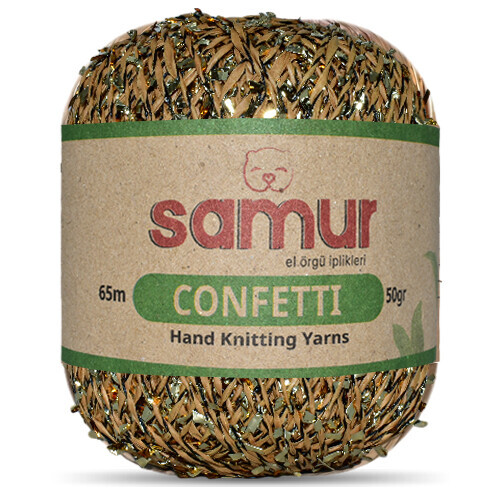 SAMUR,CONFETTİ 01 BEJ.SARI.SİYAH,EL ÖRGÜ İPLİKLERİ 