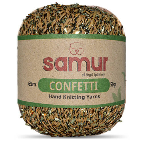 SAMUR,CONFETTİ 01 BEJ.SARI.SİYAH,EL ÖRGÜ İPLİKLERİ - 1