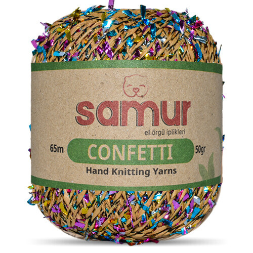 SAMUR,CONFETTİ 02 BEJ.GÖKKUŞAĞI,EL ÖRGÜ İPLİKLERİ 