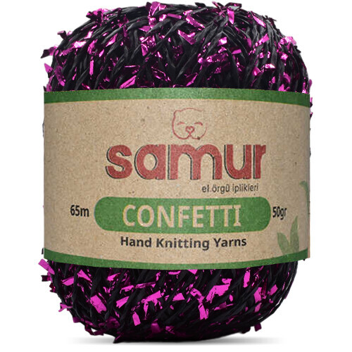 SAMUR,CONFETTİ 06 SİYAH.PEMBE,EL ÖRGÜ İPLİKLERİ 