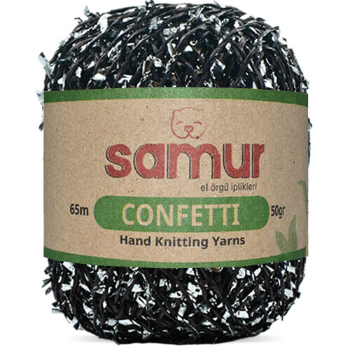 SAMUR,CONFETTİ 13 SİYAH.GÜMÜŞ,EL ÖRGÜ İPLİKLERİ 