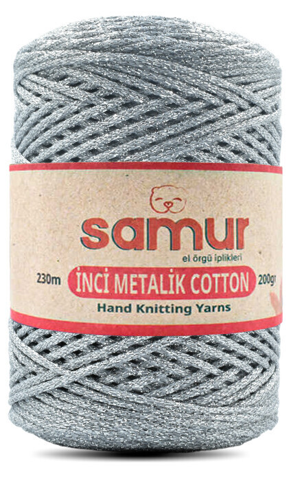 SAMUR,METALİC COTTON L100 GRİ,EL ÖRGÜ İPLİKLERİ 