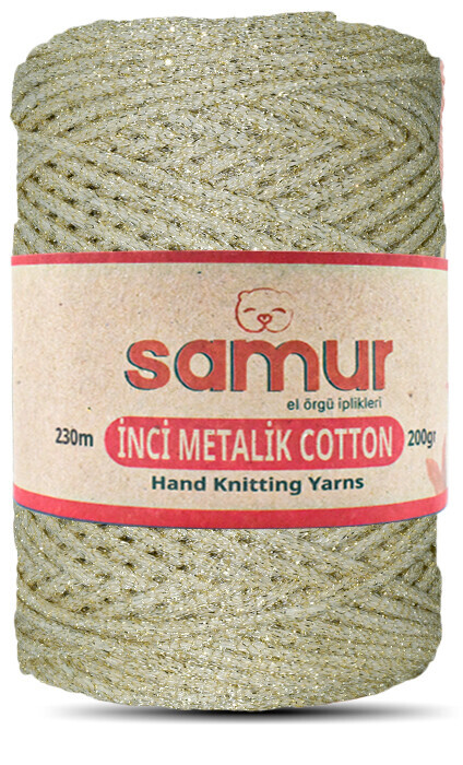 SAMUR,METALİC COTTON L101 AÇIK BEJ,EL ÖRGÜ İPLİKLERİ 