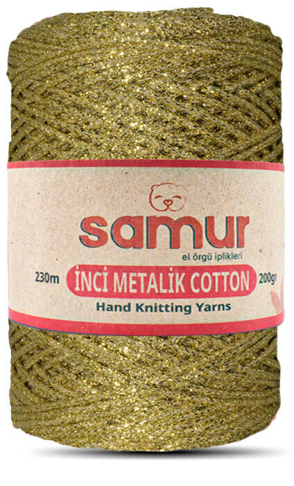 SAMUR,METALİC COTTON L103 SARI,EL ÖRGÜ İPLİKLERİ - 1