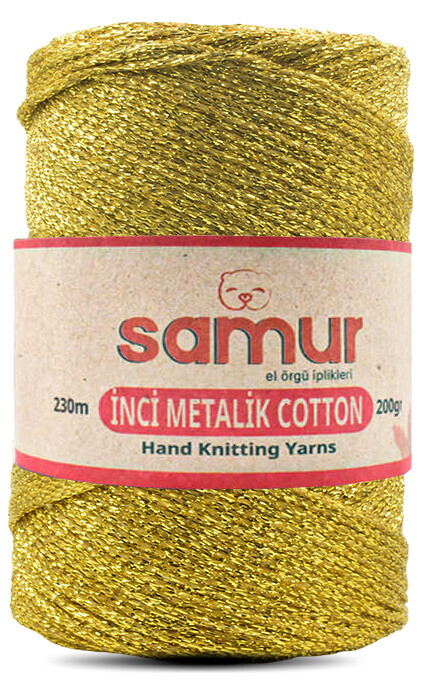 SAMUR,METALİC COTTON L104 ALTIN,EL ÖRGÜ İPLİKLERİ 