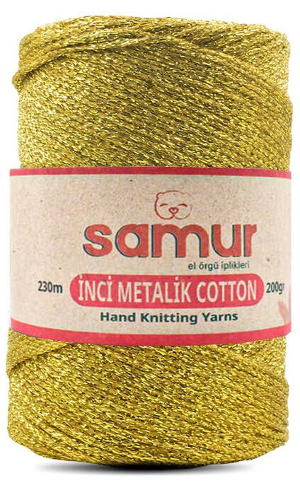 SAMUR,METALİC COTTON L104 ALTIN,EL ÖRGÜ İPLİKLERİ - 1