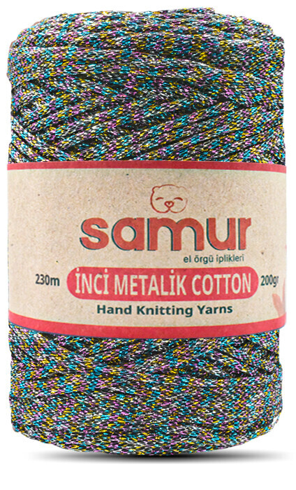 SAMUR,METALİC COTTON L105 GÖKKUŞAĞI,EL ÖRGÜ İPLİKLERİ 