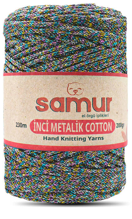 SAMUR,METALİC COTTON L105 GÖKKUŞAĞI,EL ÖRGÜ İPLİKLERİ - 1