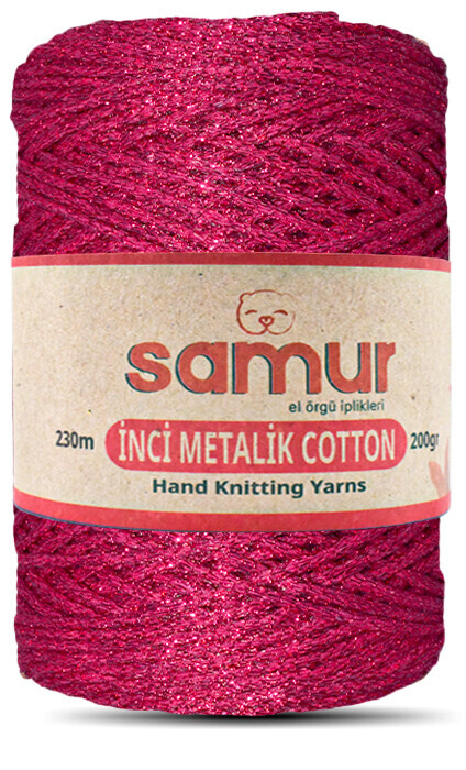 SAMUR,METALİC COTTON L115 PEMBE,EL ÖRGÜ İPLİKLERİ 