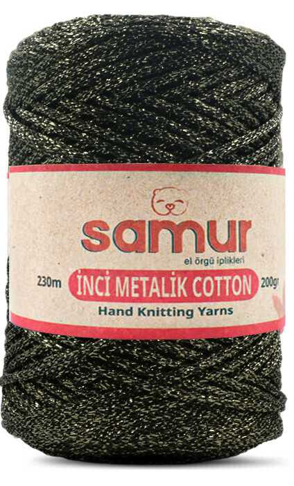 SAMUR,METALİC COTTON L116 SARI.SİYAH,EL ÖRGÜ İPLİKLERİ 