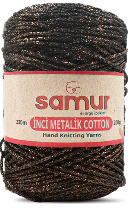 SAMUR,METALİC COTTON L117 TURUNCU.SİYAH,EL ÖRGÜ İPLİKLERİ 