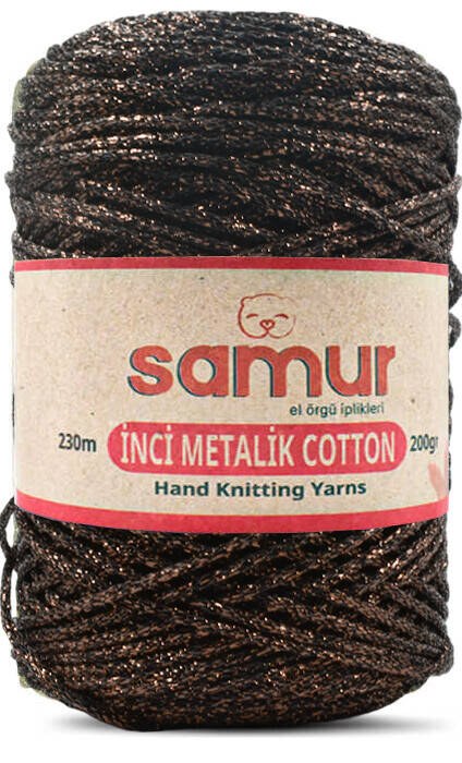 SAMUR,METALİC COTTON L117 TURUNCU.SİYAH,EL ÖRGÜ İPLİKLERİ - 1