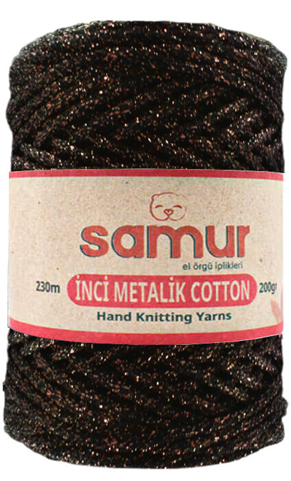 SAMUR,METALİC COTTON L119 KOYU KAHVE,EL ÖRGÜ İPLİKLERİ 