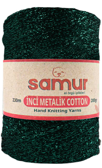 SAMUR,METALİC COTTON L121 YEŞİL,EL ÖRGÜ İPLİKLERİ 