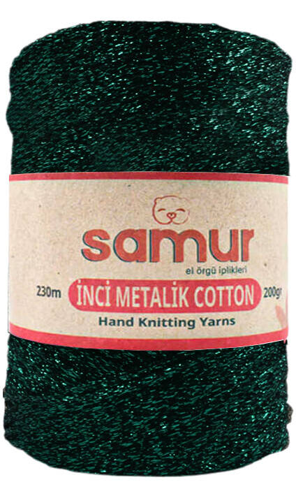 SAMUR,METALİC COTTON L121 YEŞİL,EL ÖRGÜ İPLİKLERİ - 1