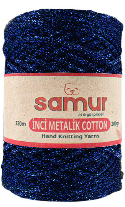 SAMUR,METALİC COTTON L122 SAKS MAVİ,EL ÖRGÜ İPLİKLERİ 