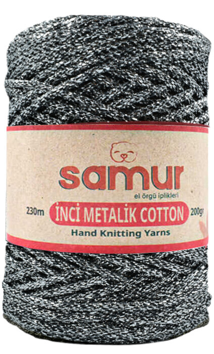 SAMUR,METALİC COTTON L124 KOYU GRİ,EL ÖRGÜ İPLİKLERİ 