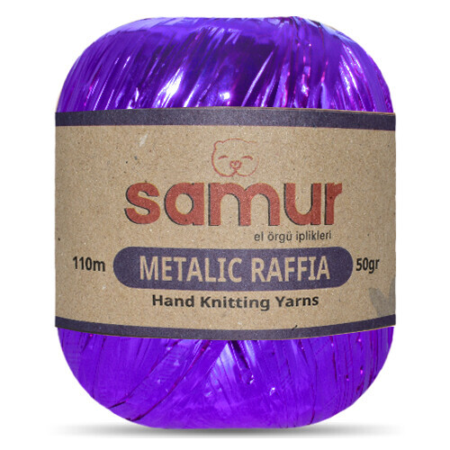 SAMUR,METALİK RAFFİA 108 MOR,EL ÖRGÜ İPLİKLERİ 