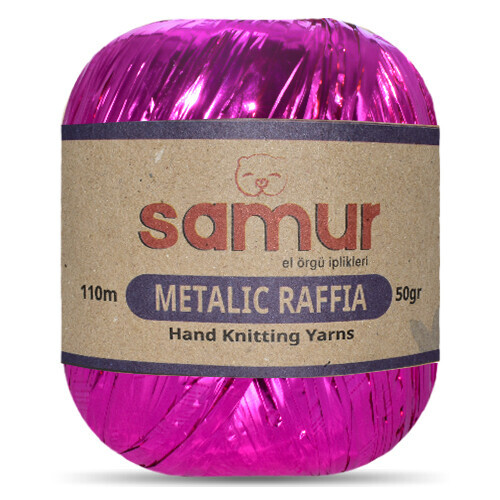 SAMUR,METALİK RAFFİA 111 PEMBE,EL ÖRGÜ İPLİKLERİ 