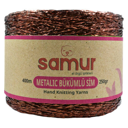 SAMUR,METALİK SİM 230 KAHVE,EL ÖRGÜ İPLİKLERİ - 1