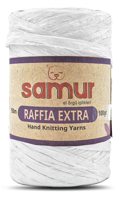 SAMUR,RAFFİA EXTRA 01 BEYAZ,EL ÖRGÜ İPLİKLERİ 