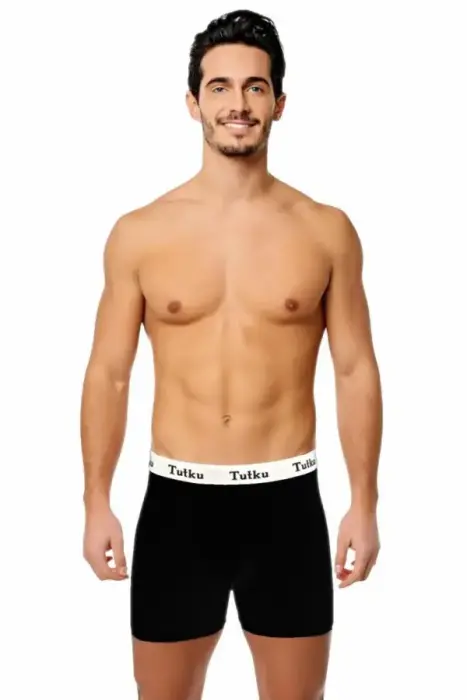 TUTKU,ERKEK ELASTAN SPOR BOXER NO:L SİYAH,İÇGİYİM - 1