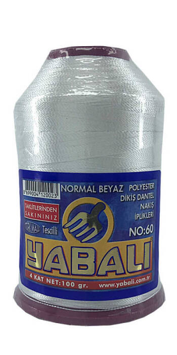 YABALI,100 GR POLYESTER 60 NO NORMALBEYAZ,POLYESTER İPLİKLER - 1